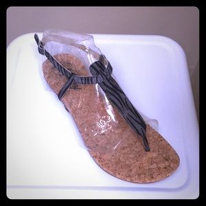 Cute New Zebra Print Calf Hair Strappy Sandal 7.5